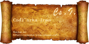 Császka Irma névjegykártya