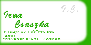 irma csaszka business card